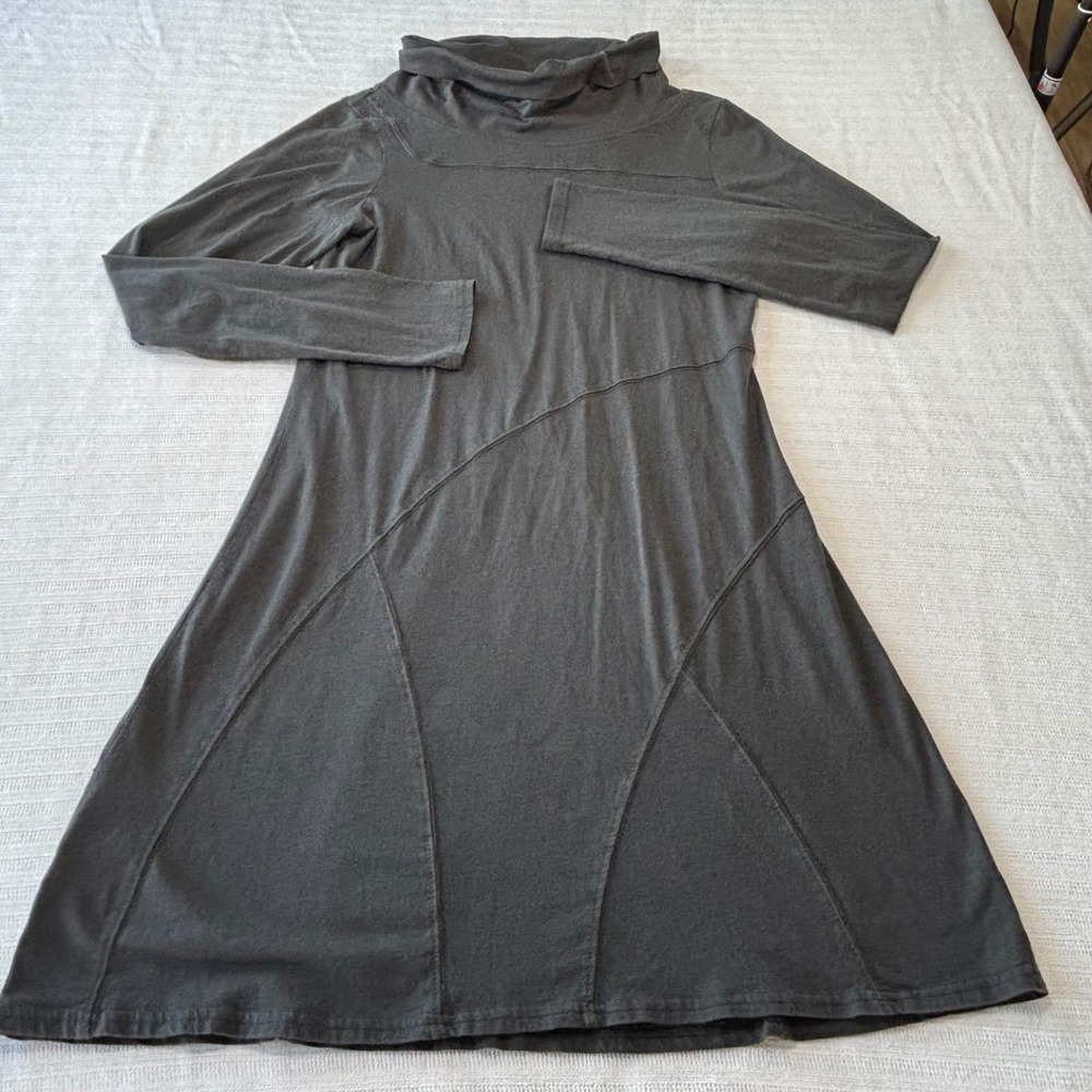 Horny Toad Womens Charcoal Gray Cowl Neck Long Sleeve A-Line Seamed Dress Small